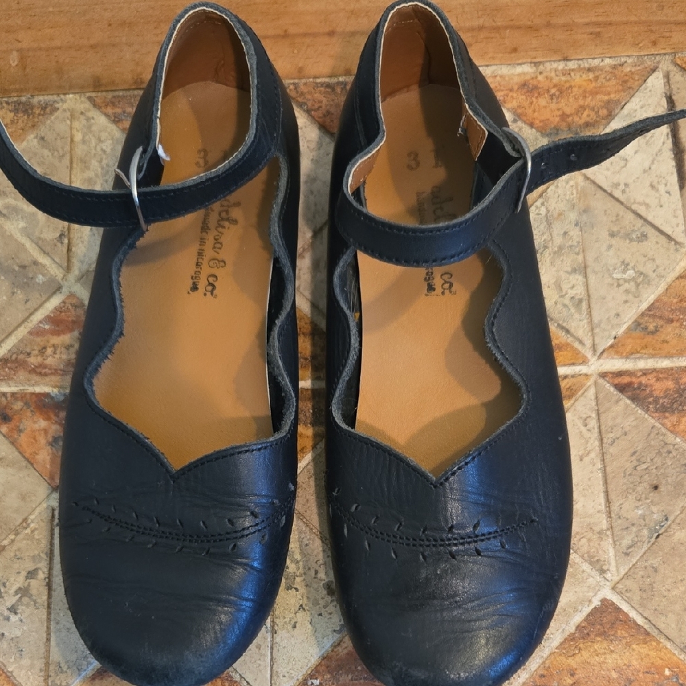Girls adelisa & Co Cosecha Black Leather Mary Jane Shoes